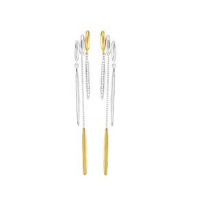 Brinco em Ouro Branco 18K Bicolor com Diamantes - AU3842