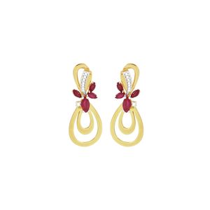 Brinco em Ouro 18K Rubi e Diamantes - AU3843