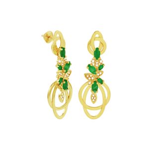 Brinco em Ouro 18K com Esmeraldas e Diamantes - AU3847