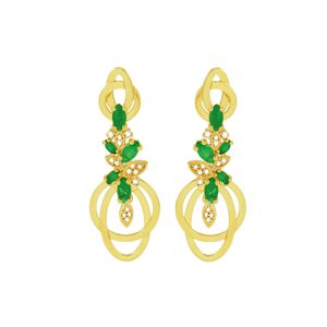 Brinco em Ouro 18K com Esmeraldas e Diamantes - AU3847