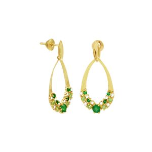 Brinco em Ouro 18K com Esmeraldas e Diamantes - AU3854