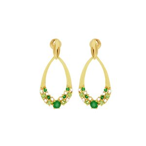 Brinco em Ouro 18K com Esmeraldas e Diamantes - AU3854