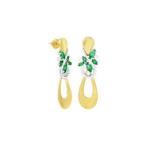 Brinco Ouro 18K com Esmeraldas e Diamantes - AU1136
