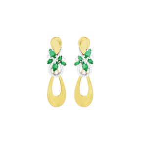 Brinco Ouro 18K com Esmeraldas e Diamantes - AU1136