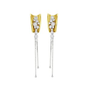 Brinco em Ouro 18K Fios com Diamantes - AU3859
