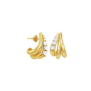 Brinco em Ouro 18K Curvado com Diamantes - AU3885