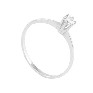 Anel em Ouro Branco 18K Solitário com Diamantes - AU3929