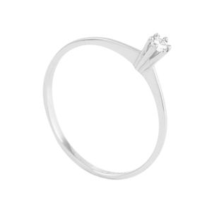 Anel em Ouro Branco 18K Solitário com Diamante - AU3947