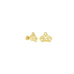 Brinco Infantil em Ouro 18K Coroa com Zircônia - AU3952
