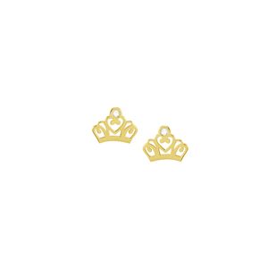 Brinco Infantil em Ouro 18K Coroa com Zircônia - AU3952