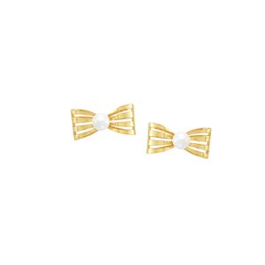 Brinco Infantil em Ouro 18K Laço e Pérola - AU3953