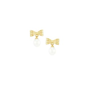 Brinco Infantil em Ouro 18K Laço com Pérola - AU3955