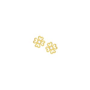 Brinco Infantil em Ouro 18K Flor com Zircônia - AU3959