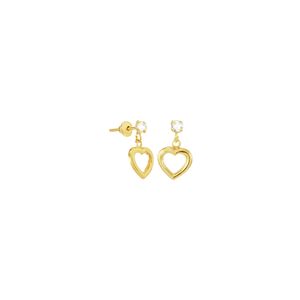 Brinco em Ouro 18K Coração com Zircônia - AU3963