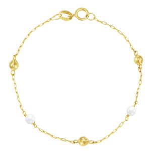 Pulseira Infantil em Ouro 18K com Pérolas e Bolas - AU3988