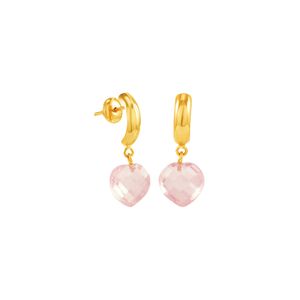 Brinco em Ouro 18K com Coração Quartzo - AU4032