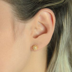 Brinco em Ouro 18K Pavê com Zircônias - AU3287