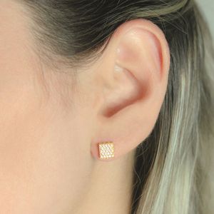 Brinco em Ouro 18K Pavê com Zircônias - AU3249