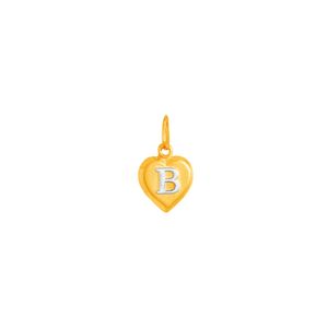 Pingente em Ouro 18K Coração Letra B - AU4178