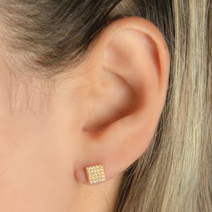 Brinco em Ouro 18k Pavê com Zircônias - AU3226