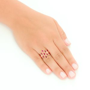 Anel em Ouro Rose 18K com Rubelitas e Diamantes - AU1240