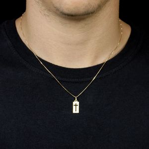 Pingente em Ouro 18K Placa com Cruz - AU1934