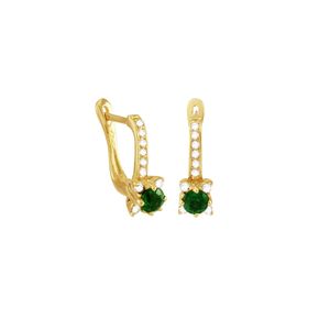 Brinco Meia Argola em Ouro 18K com Zircônias - AU4465