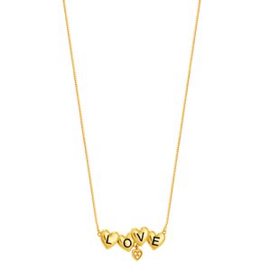 Gargantilha em Ouro 18K Corações e Diamantes - AU4516
