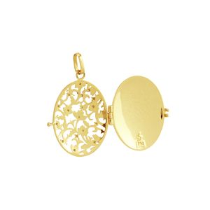 Pingente Relicário Ouro 18K Flores com Diamantes - AU4537