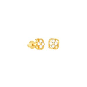 Brinco em Ouro 18K Flor com Zircônias - AU4604