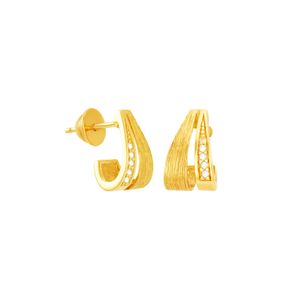Brinco em Ouro 18K Liso e Fosco com Diamantes - AU4608
