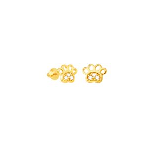 Brinco Infantil em Ouro 18K Pata de Cachorro com Zircônias - AU4616