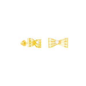 Brinco Infantil em Ouro 18K Lacinho com Zircônia - AU4617