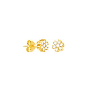 Brinco em Ouro 18K Flor com Zircônias - AU4628