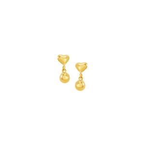 Brinco Infantil em Ouro 18K Coração e Bolinha - AU4672