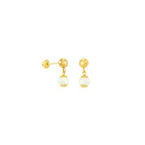 Brinco Infantil em Ouro 18K Bolinha com Pérola - AU4673