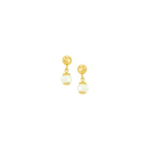 Brinco Infantil em Ouro 18K Bolinha com Pérola - AU4673