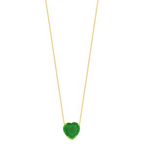 Gargantilha em Ouro 18K Coração com Jade - AU4685