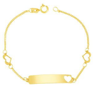 Pulseira Infantil em Ouro 18K Corações em Zircônias - AU5301