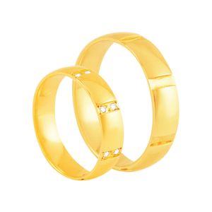 Par de Alianças em Ouro 18K com Diamantes - AU2583