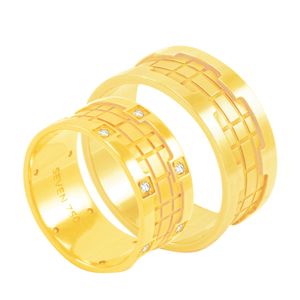 Par de Alianças em Ouro 18K com Diamantes - AU2559