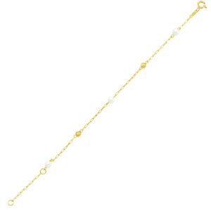 Pulseira Infantil em Ouro 18K com Pérolas e Bolas - AU4708