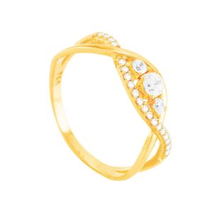 Anel em Ouro 18K Trançado com Zircônias - AU3999