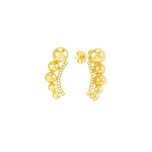 Brinco em Ouro 18K Bolas e Zircônias - AU4770