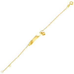 Pulseira Infantil em Ouro 18K Placa com Coração - AU4793