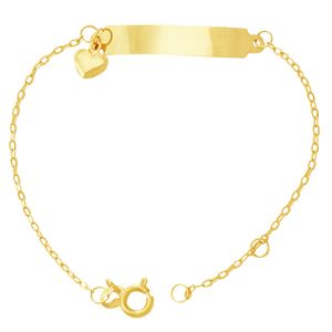 Pulseira Infantil em Ouro 18K Placa com Coração - AU4793
