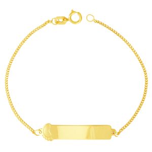 Pulseira Infantil em Ouro 18K Placa com Pezinho - AU4793