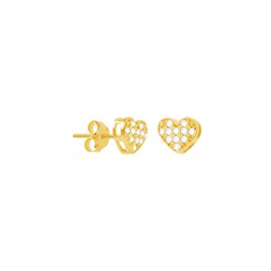 Brinco em Ouro 18K Coração com Zircônias - AU4868