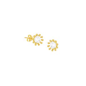 Brinco em Ouro 18K Flor com Zircônias - AU4870