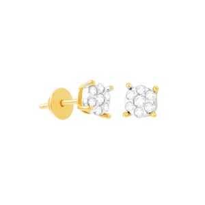 Brinco em Ouro 18K Flor com Diamantes - AU4887